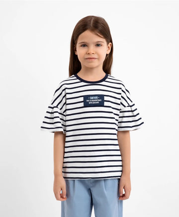 Голяма тениска с къс ръкав - бяла с райета, Gulliver