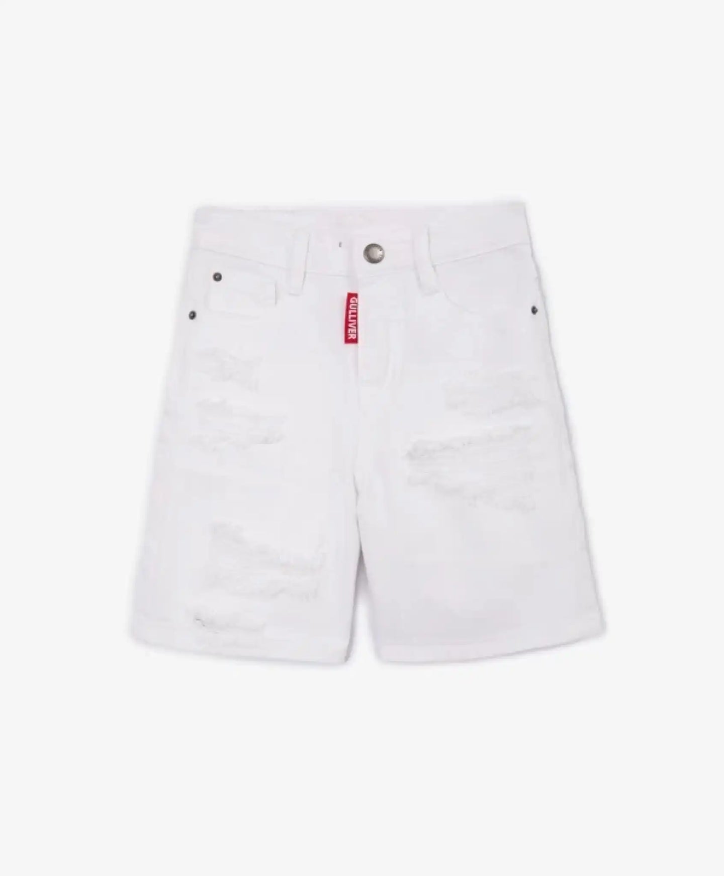 Бели джинсови шорти с ефект на разрушаване за момче Gulliver