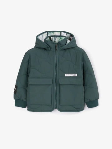 Стегнато яке с качулка в сиво за момче на Gulliver