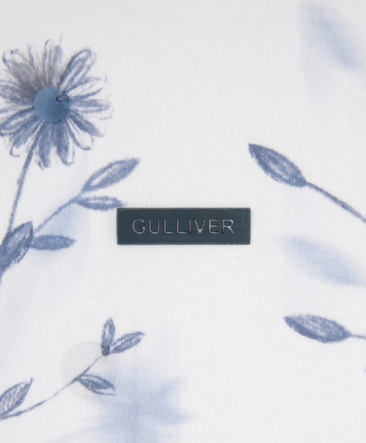 Тениска за момиче с флорален принт и декорация от пайети бяла Gulliver