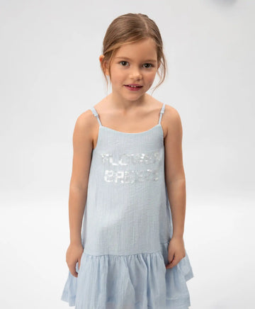 Детски сарафан в синьо от тънка полупрозрачна вискоза - Gulliver