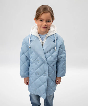 Детско капитонирано палто със сваляща се яка синьо Gulliver
