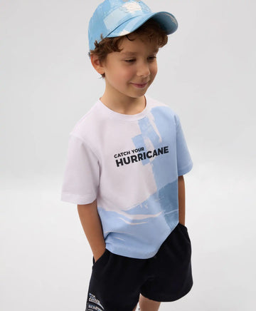 Тениска с къс ръкав за момче с принт бяла Gulliver