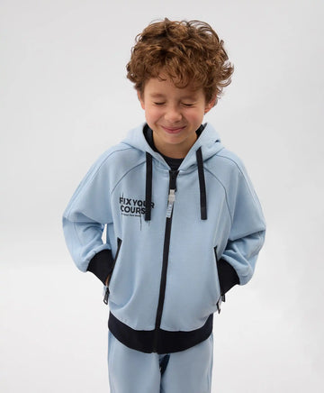 Разкопчаващ се суичър за момче с принт син Gulliver