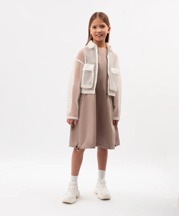 Жакет за момиче от мрежа кремав Gulliver