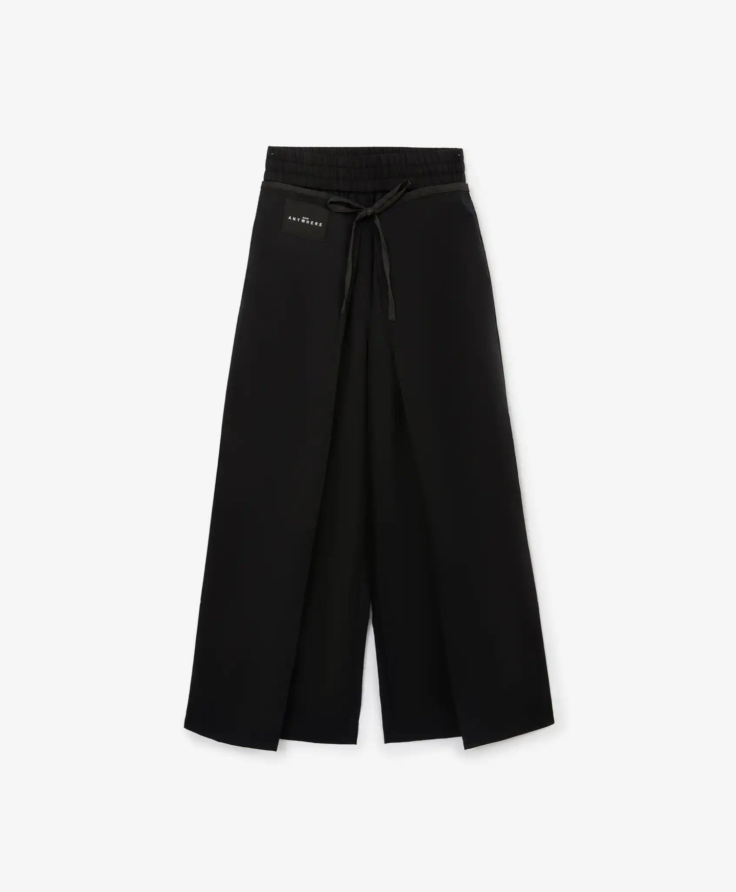 Панталони тип палацо за момиче от сатен с подвижни детайли черни Gulliver