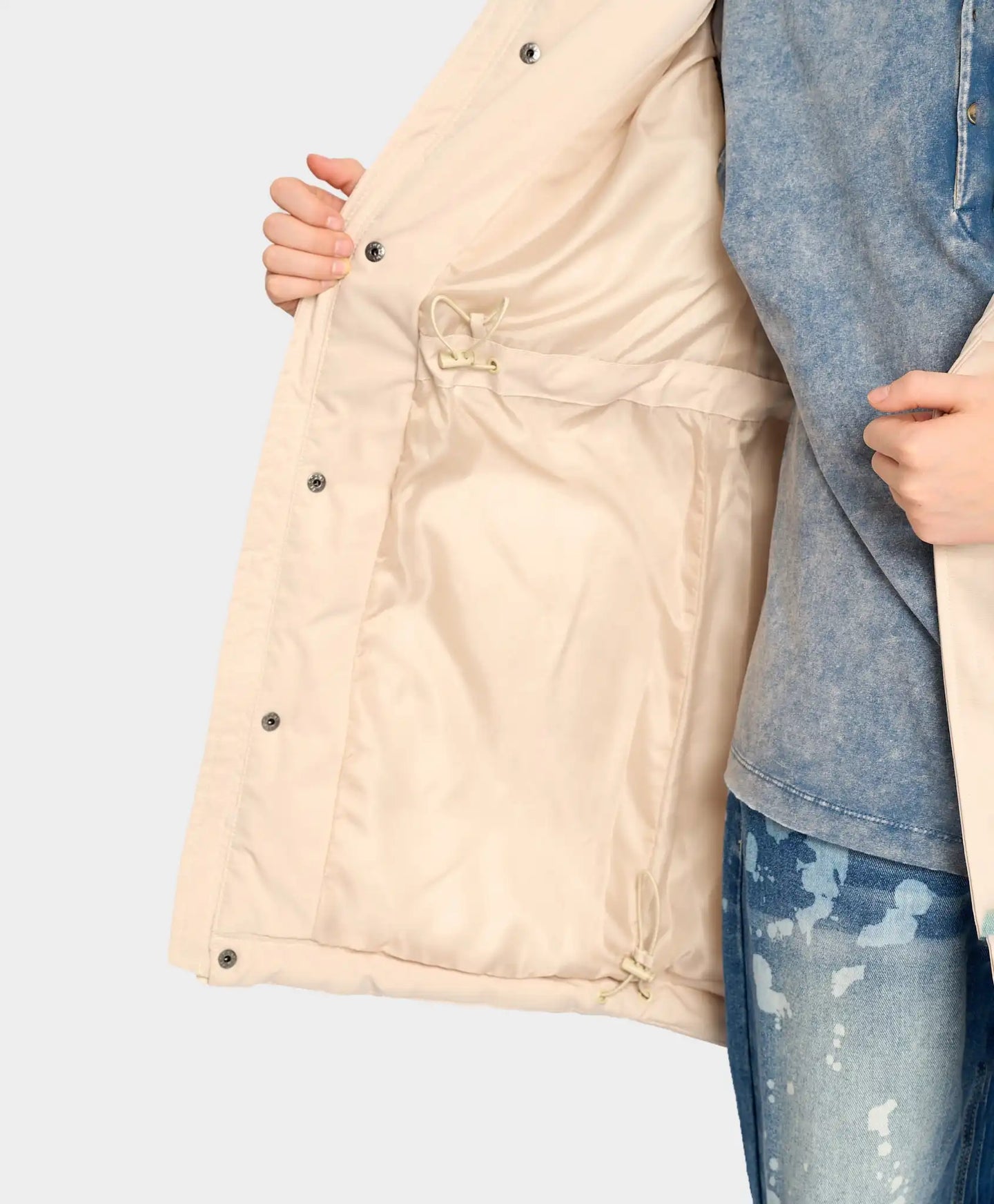 Детска парка междинен сезон с качулка млечнобяла Button Blue