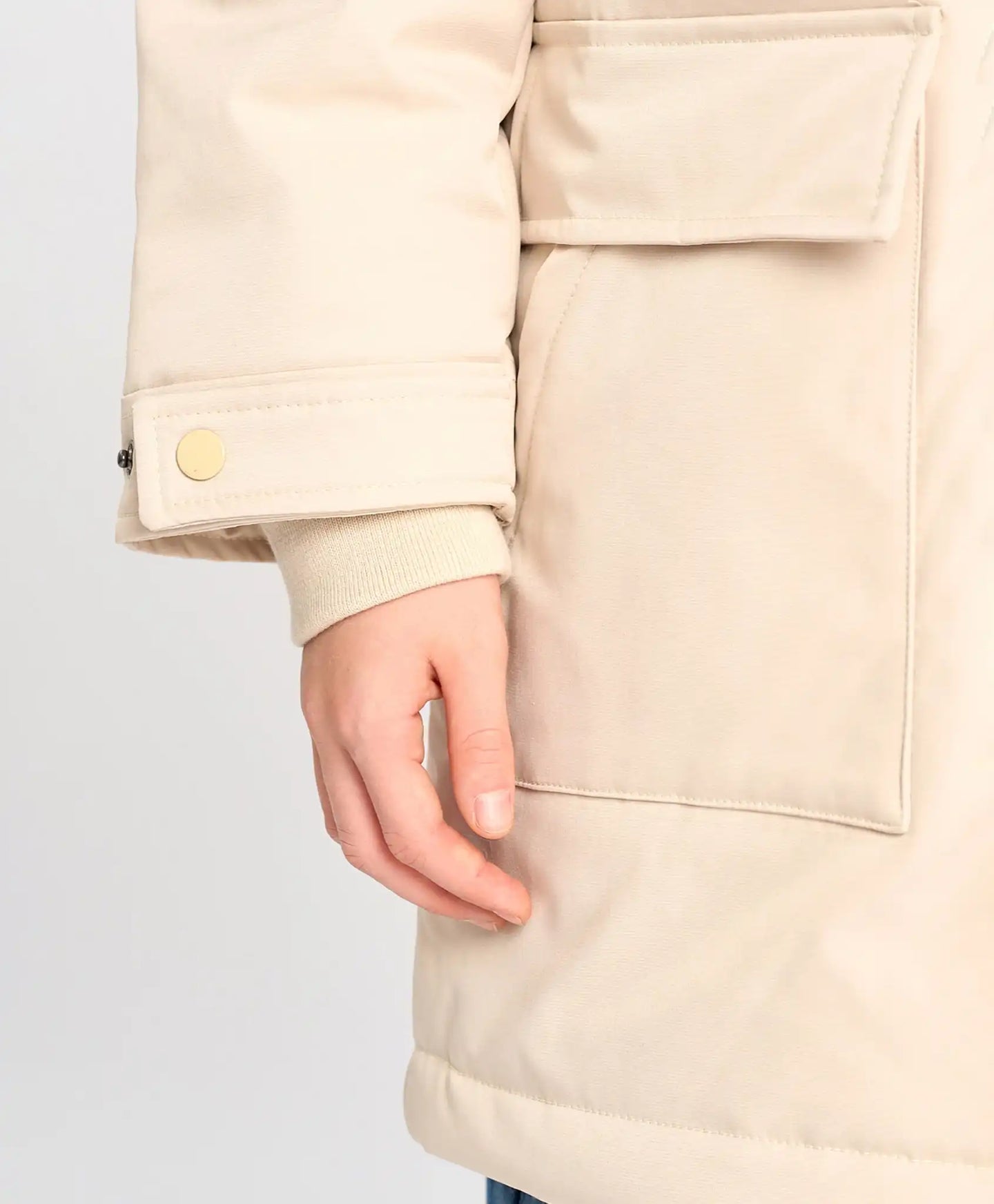 Детска парка междинен сезон с качулка млечнобяла Button Blue