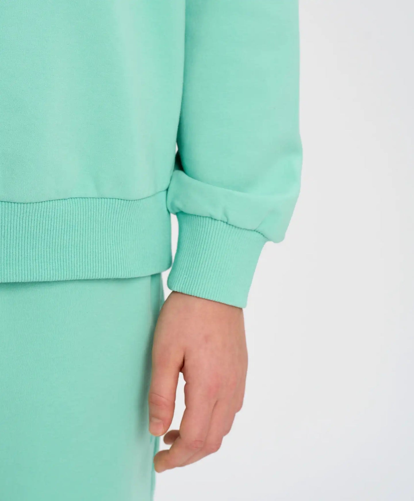 Базово детско худи с качулка зелено утеплено Button Blue