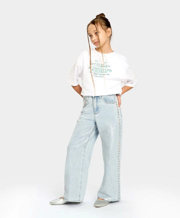 Дънки палацо за момиче сини Button Blue