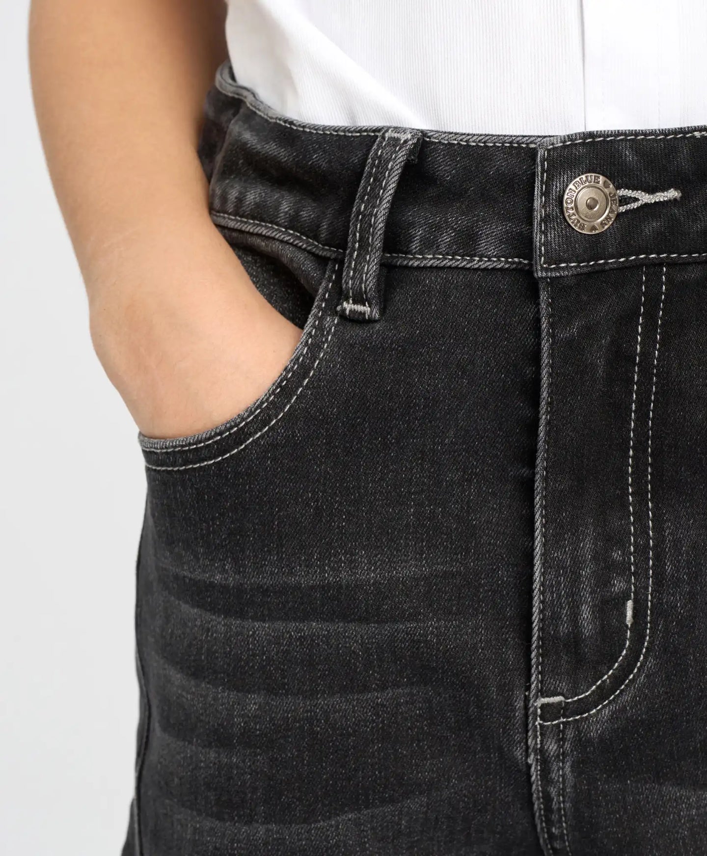 Скини дънки за момиче сиви с коси странични шевове Button Blue