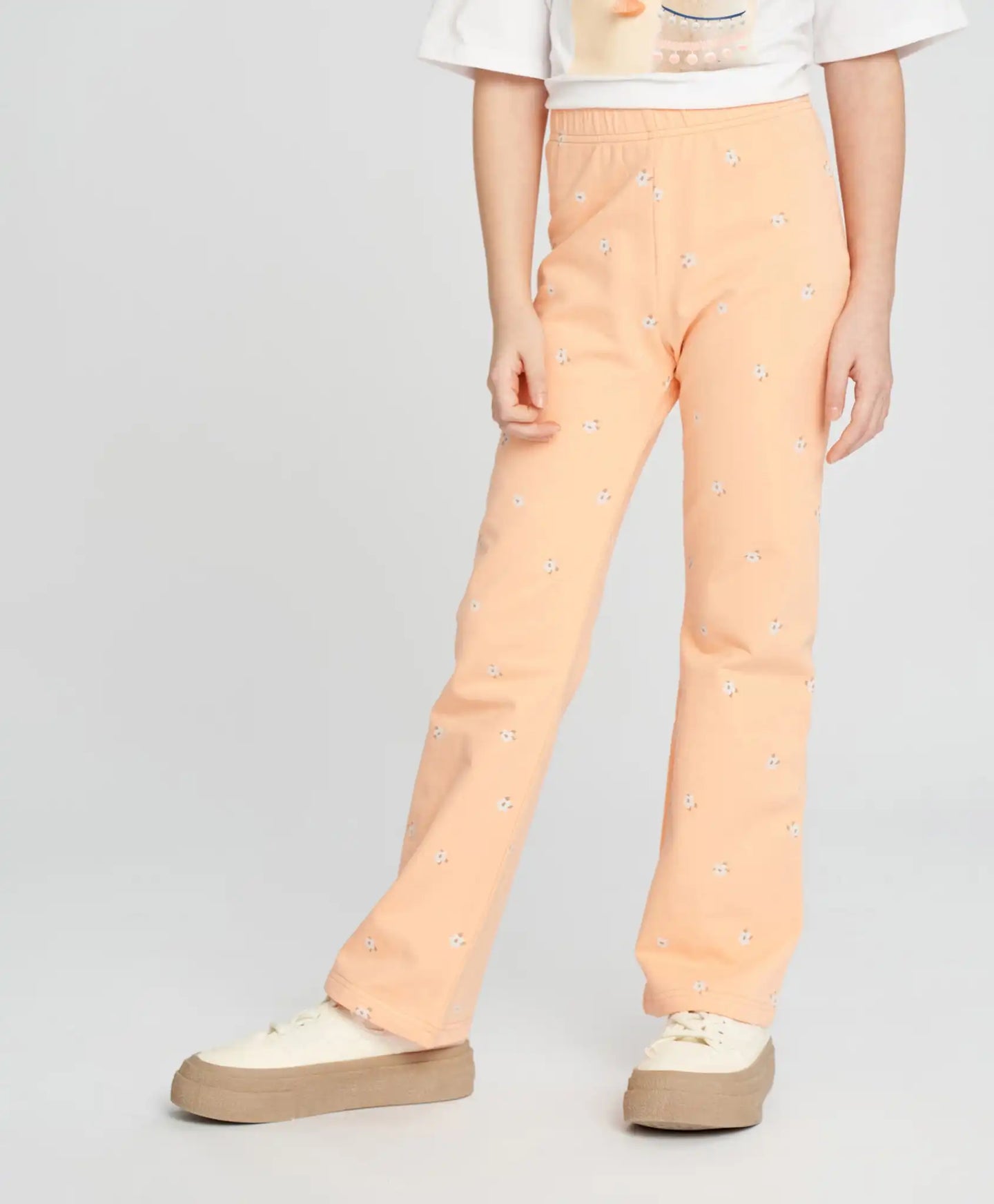 Клин за момиче оранжев с ластичен колан и принт Button Blue