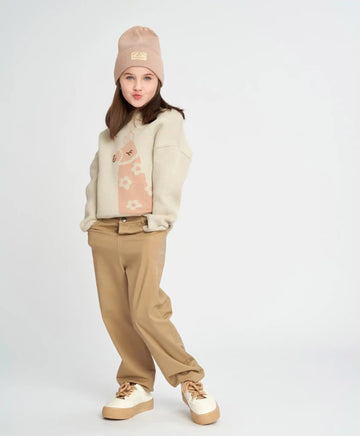 Детски чино панталони бежови с джобове Button Blue