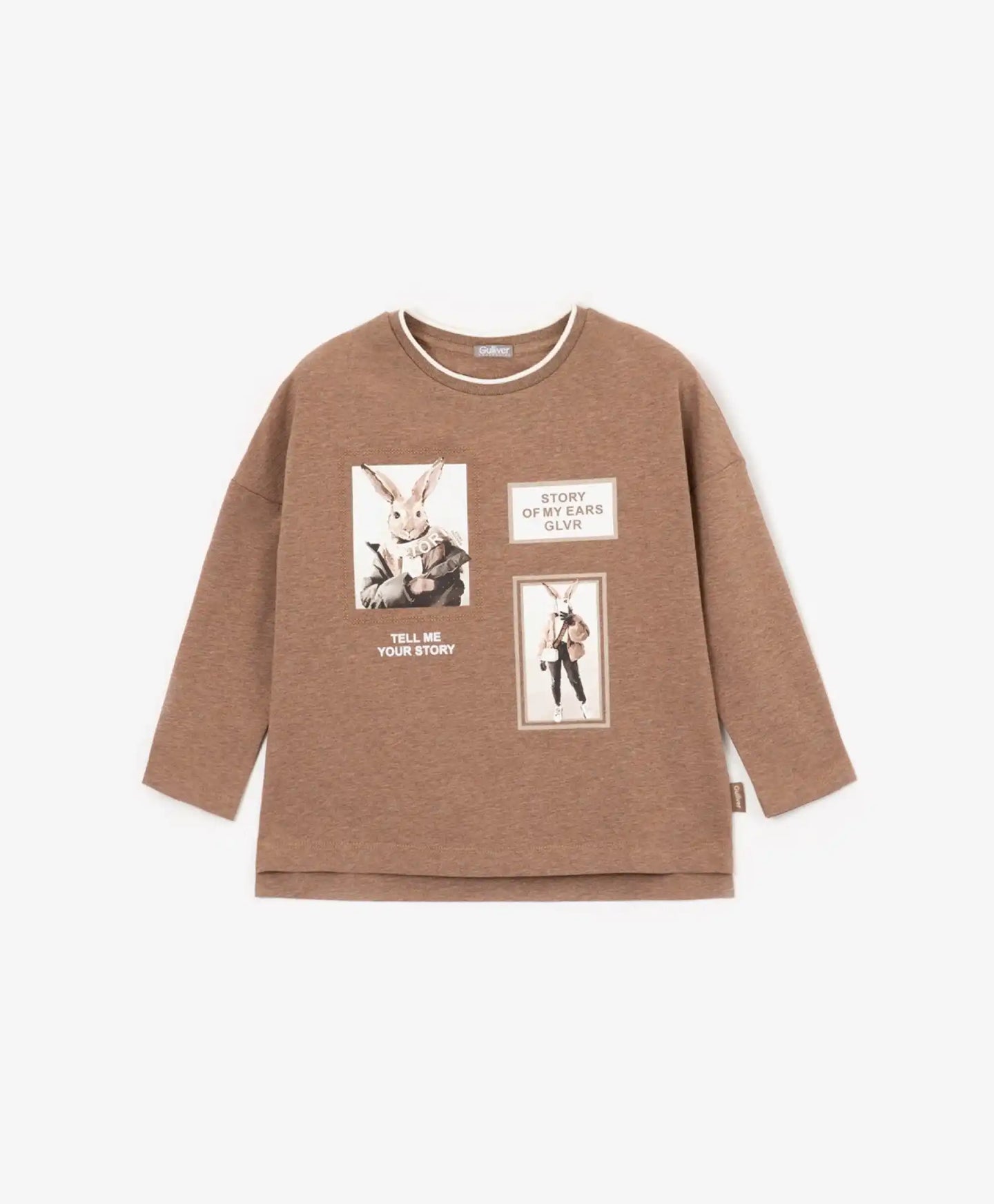 Свободна блуза с дълъг ръкав кафяв цвят Gulliver