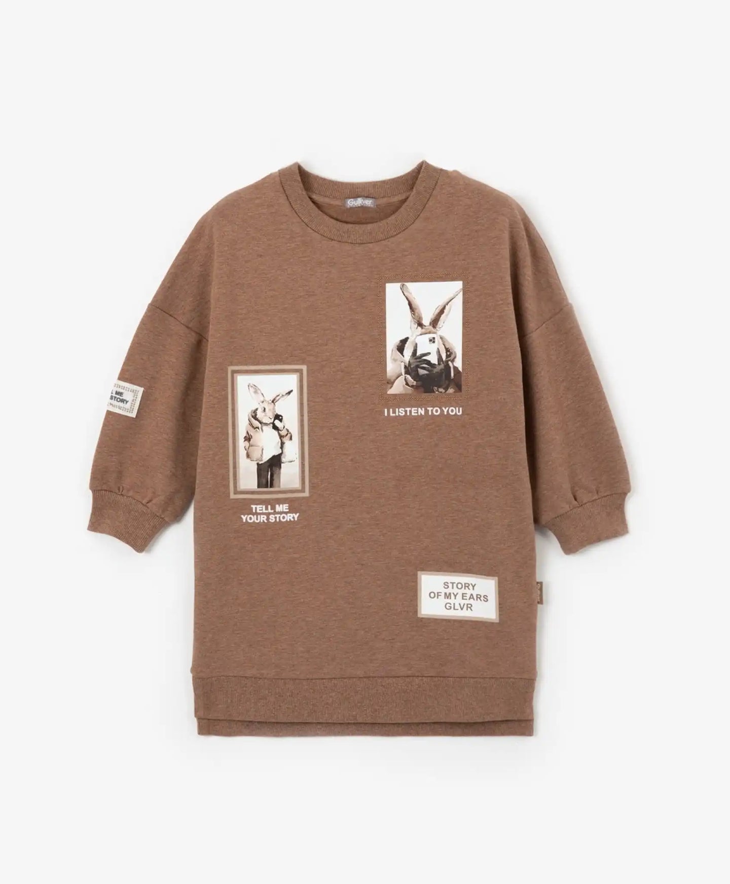 Рокля с дълъг ръкав в свободна форма кафяв цвят Gulliver