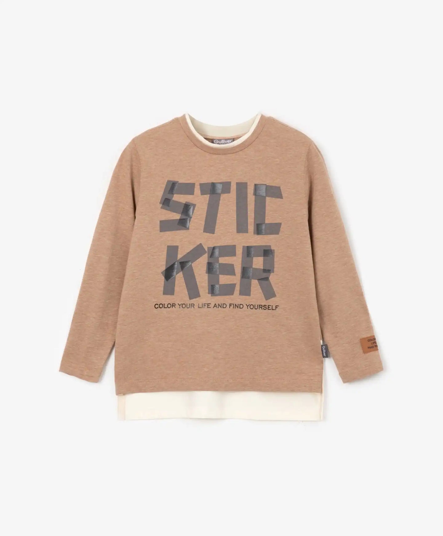 Блуза с дълъг ръкав от меланжирано трико кафяв Gulliver