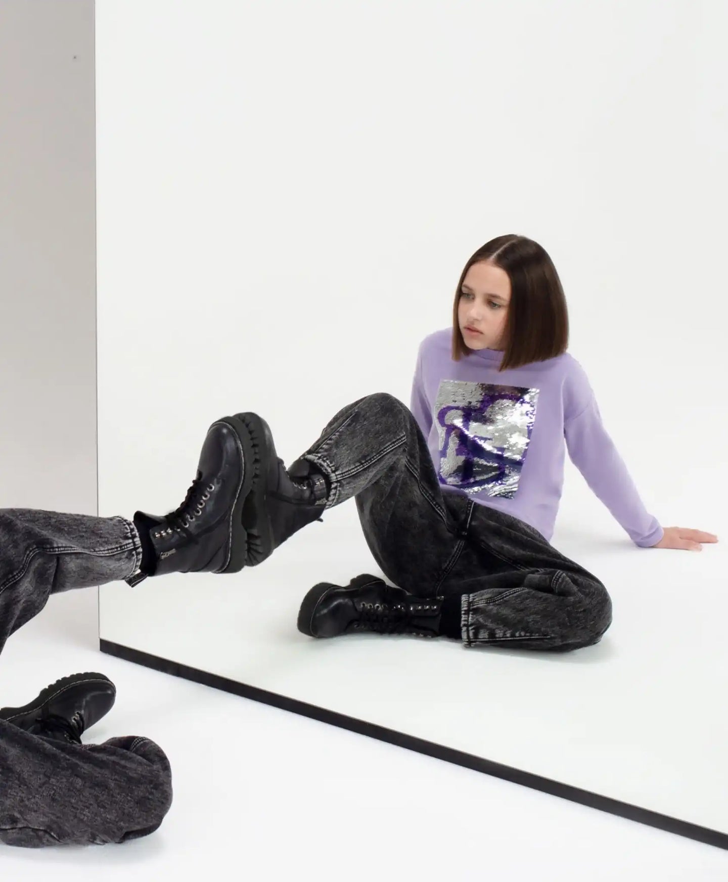 Поларени дънки със свободна форма сиви Gulliver