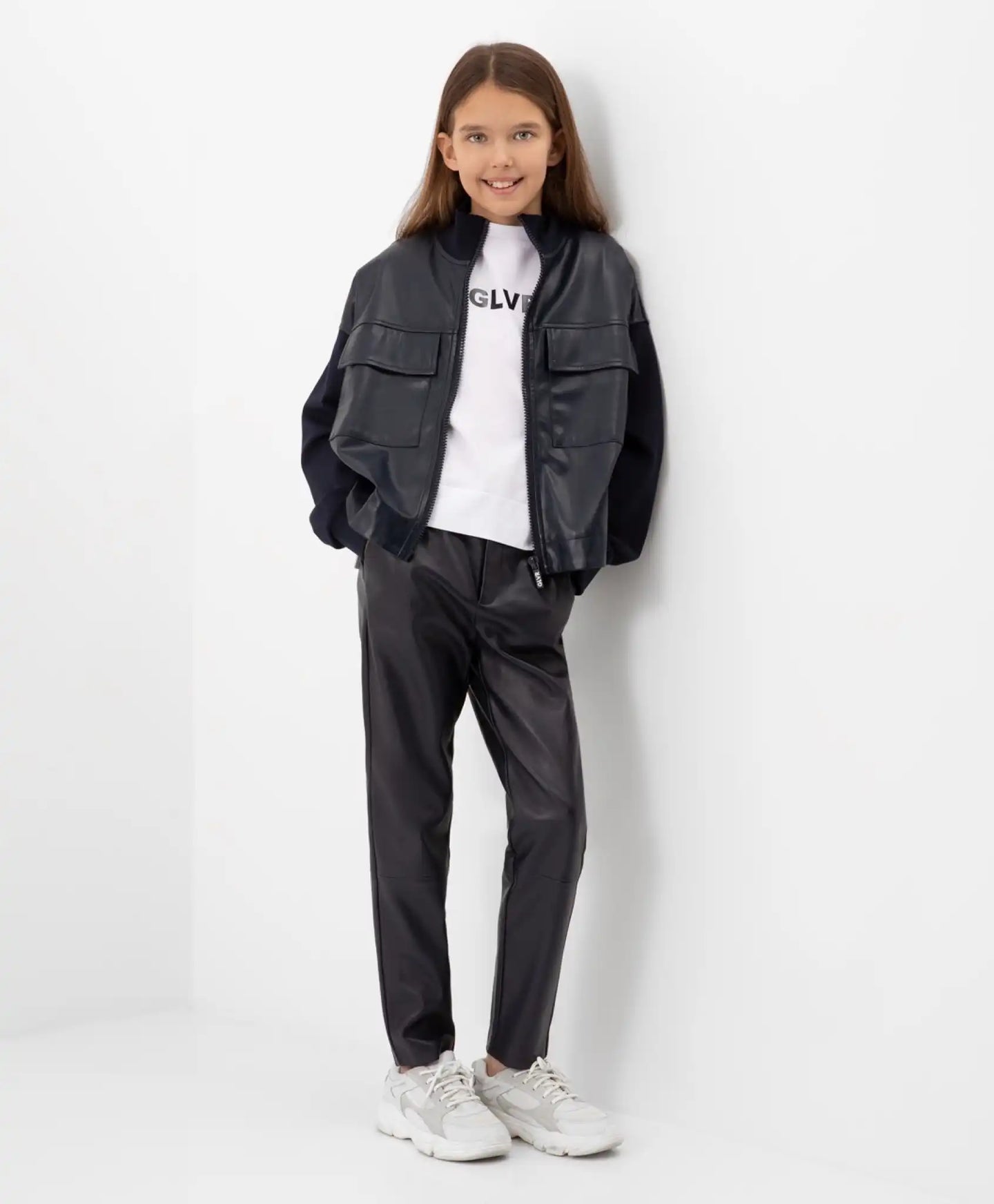 Изолиран панталон от имитация на кожа син Gulliver