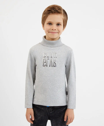 Сива плетена блуза с висока яка от Gulliver