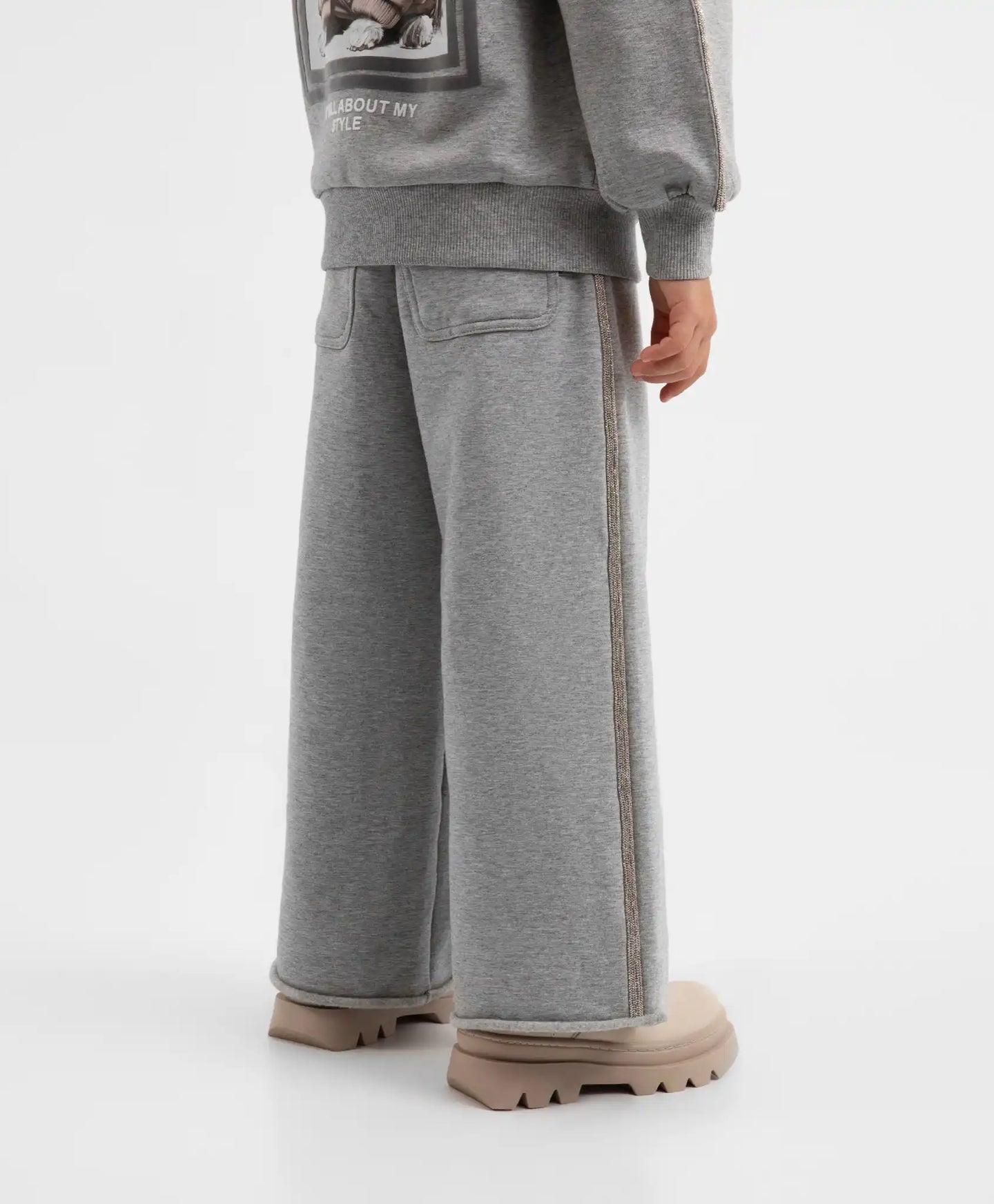 Разкроени панталони от футер сиви за момиче Gulliver