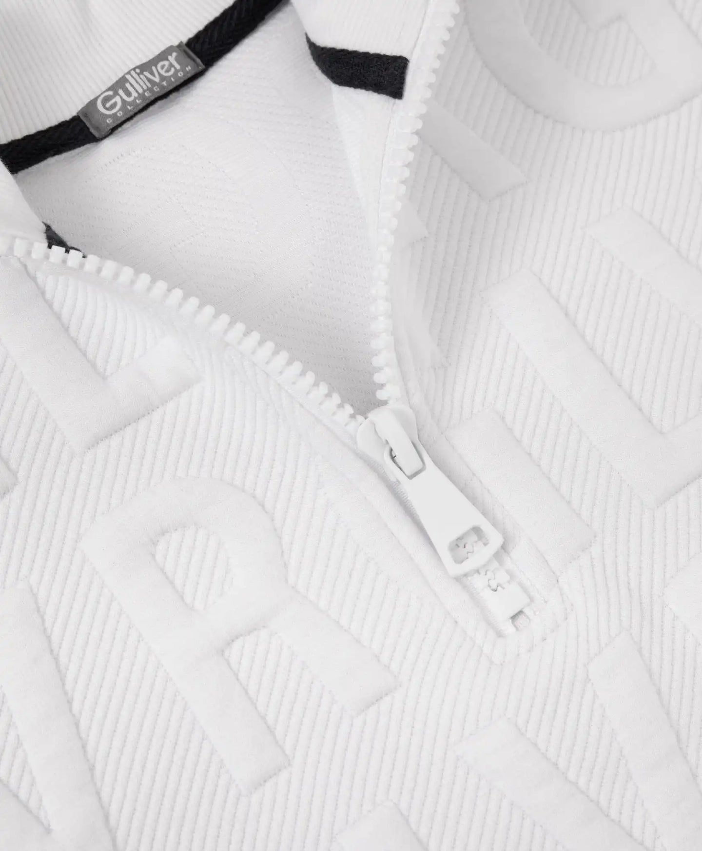 Худи с висока яка и цип от капитоне бяло за момиче Gulliver