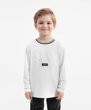 Трикотажен лонгслив бял за момче Gulliver