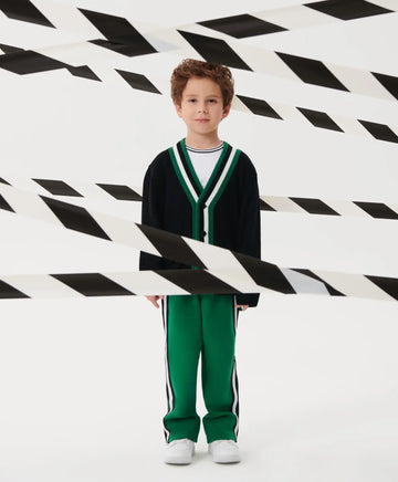 Трикотажни панталони с лампаси зелени за момче Gulliver