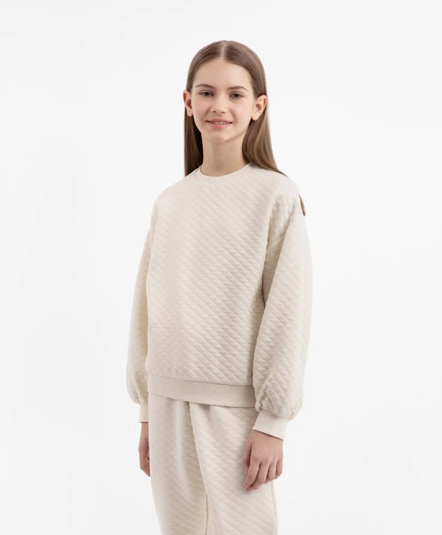 Суитшърт от капитоне кремав за момиче Gulliver