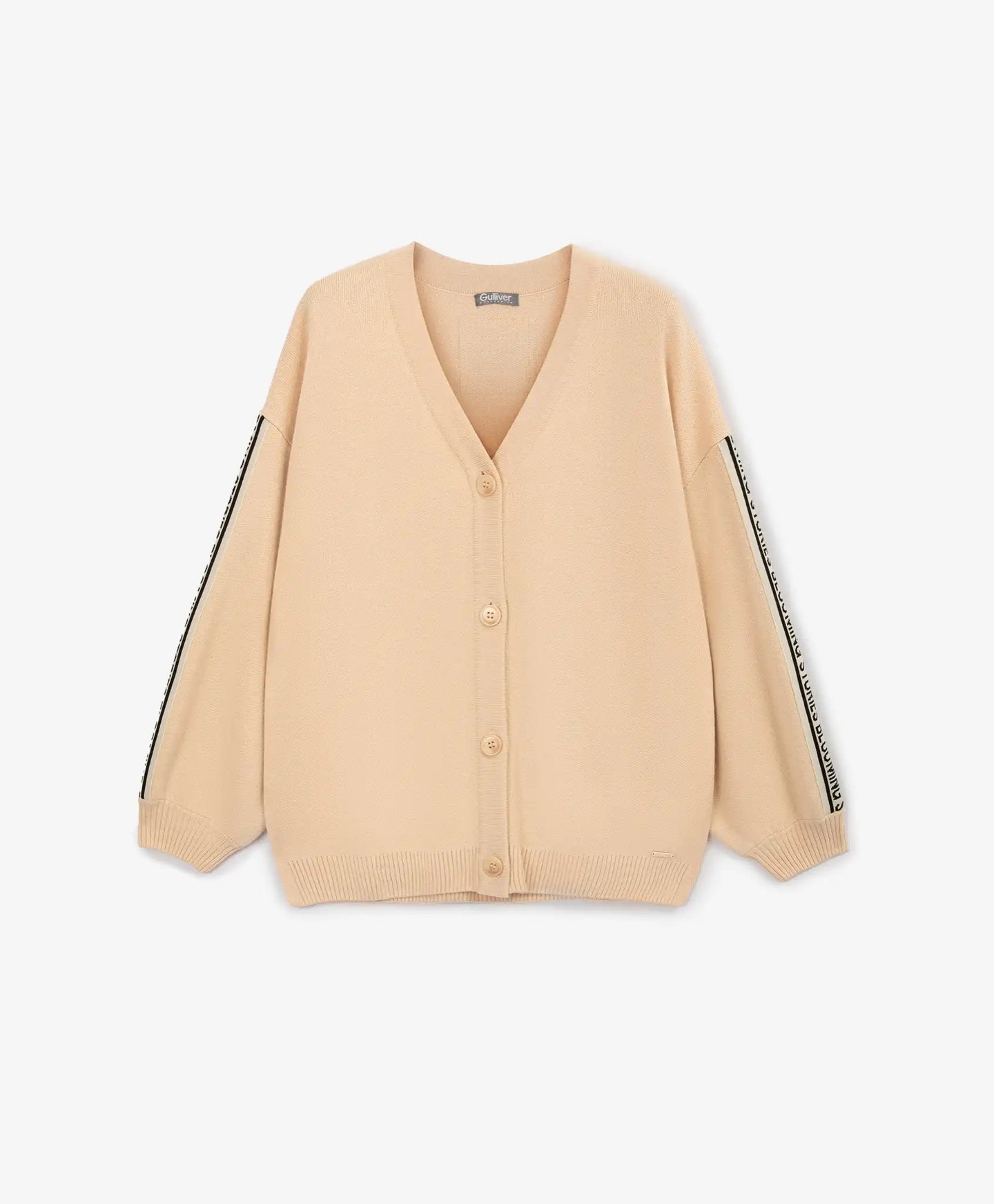 Плетен кардиган оверсайз топъл бежов за момиче Gulliver