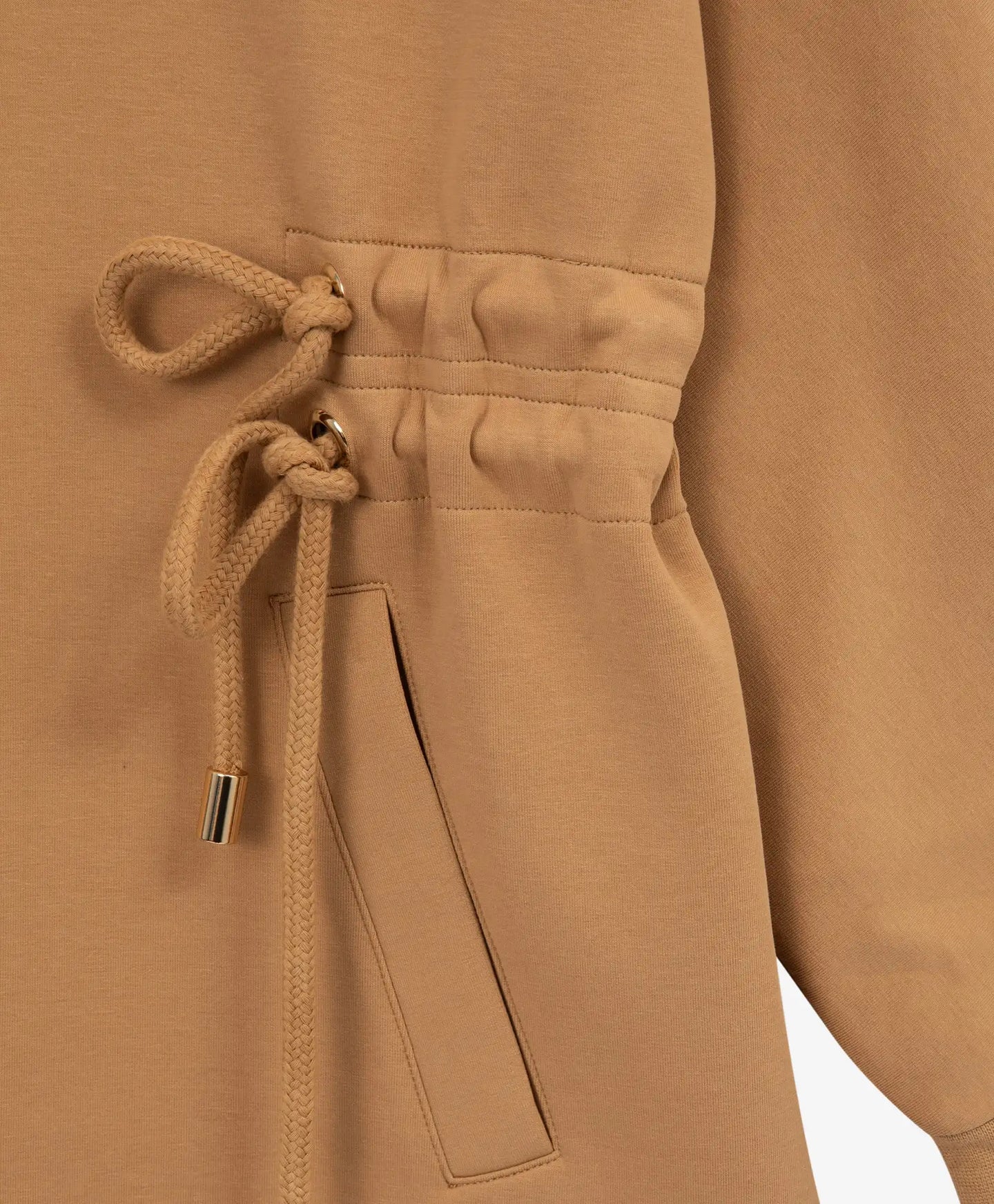 Трикотажна рокля с дълъг ръкав и яка с цип кафява за момиче Gulliver