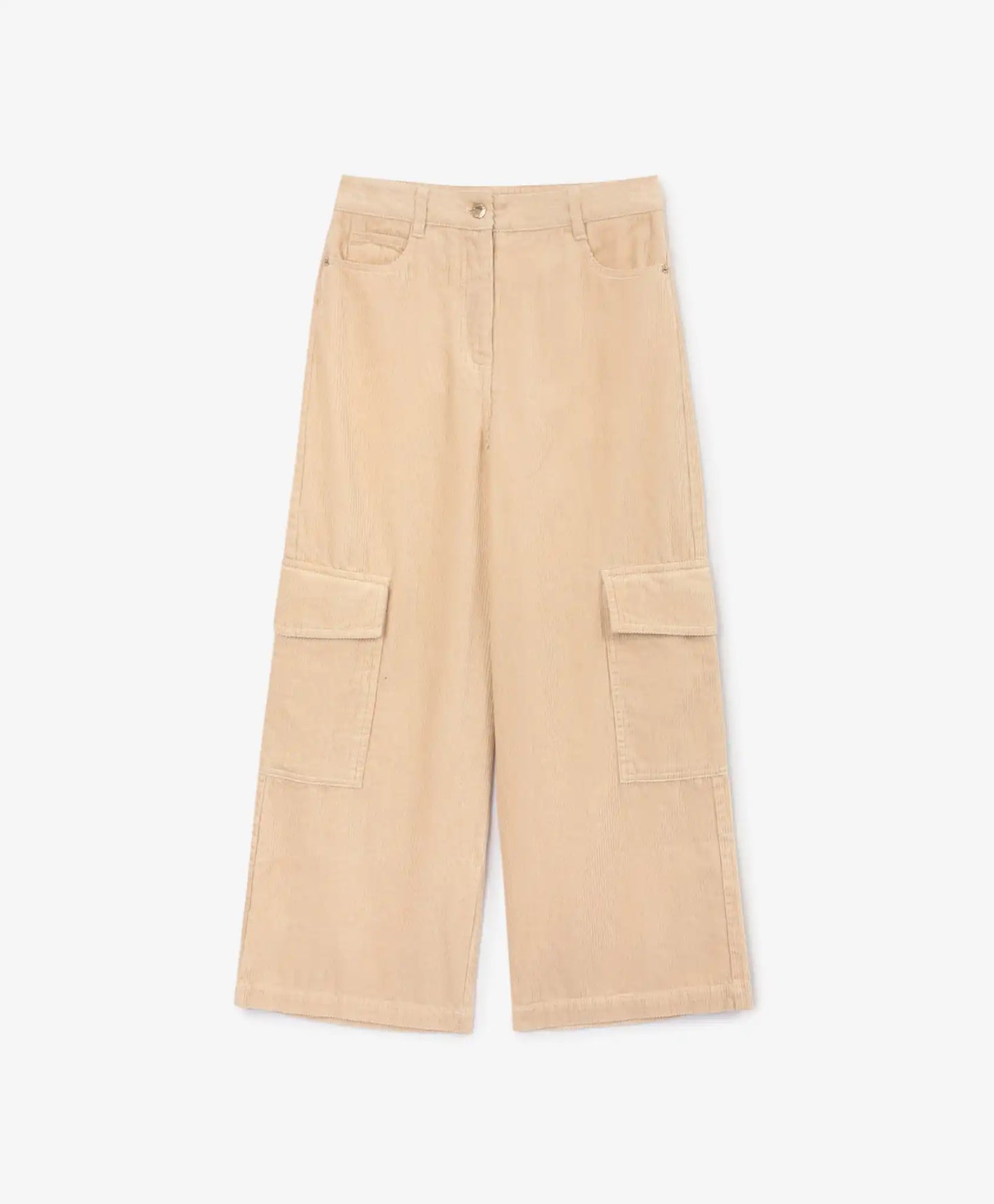 Кадифени панталони с карго джобове бежови за момиче Gulliver