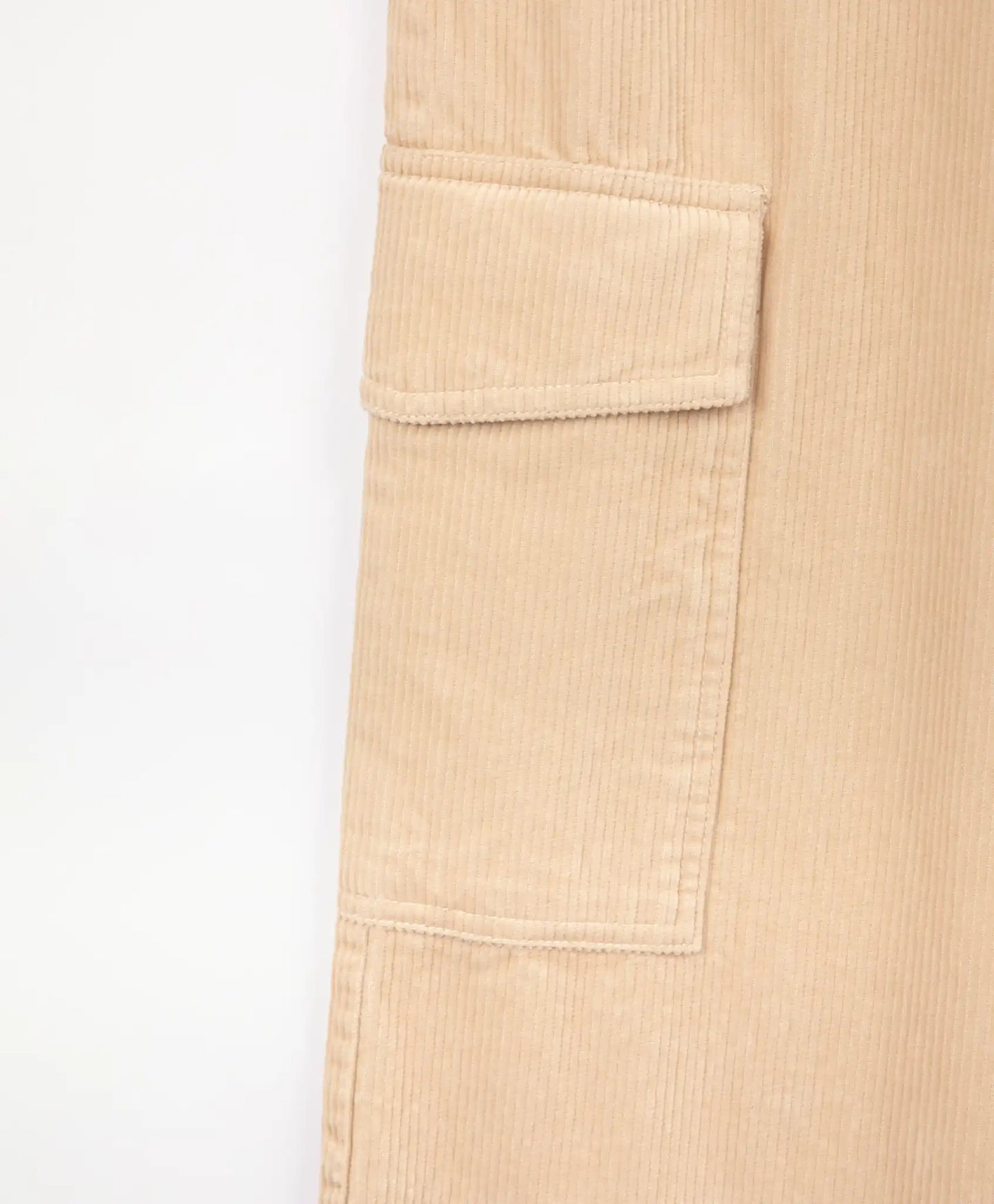 Кадифени панталони с карго джобове бежови за момиче Gulliver