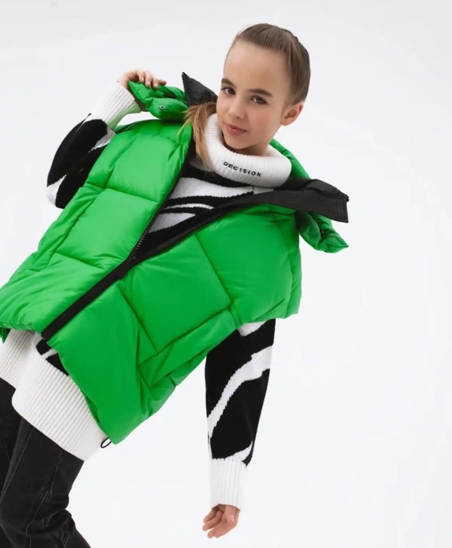 Елече, капитонирано, със синтетичен пух, зелено, за момиче Gulliver