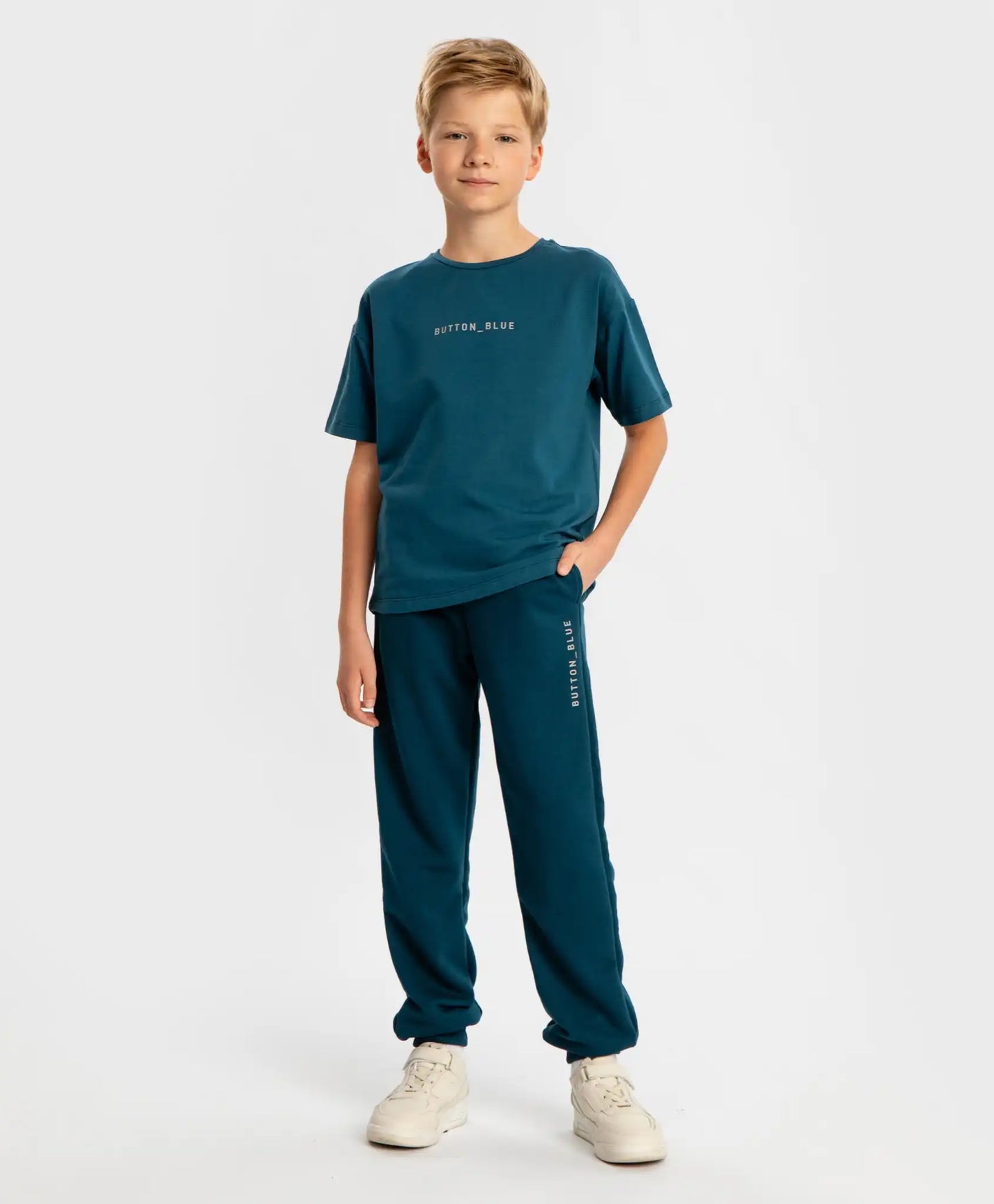 Джогъри с ластичен колан сини детски Button Blue