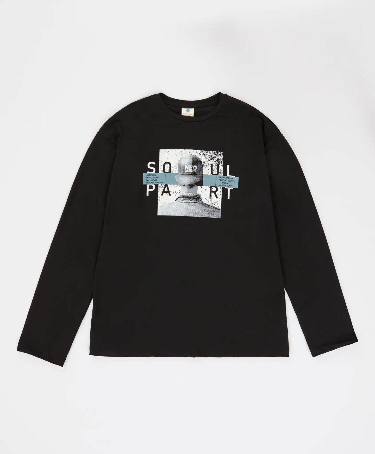 Лонгслив с принт черен за момче Button Blue