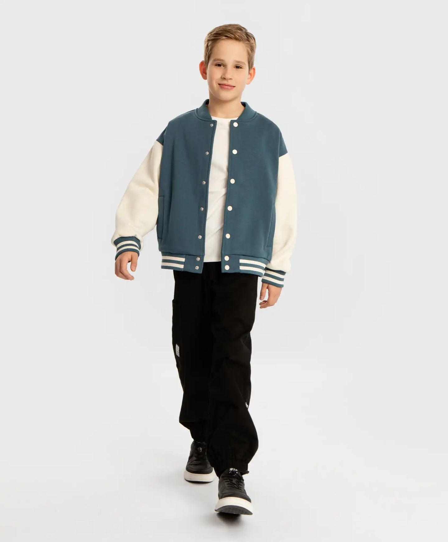 Бомбър подплатен с копчета светлосин детски Button Blue