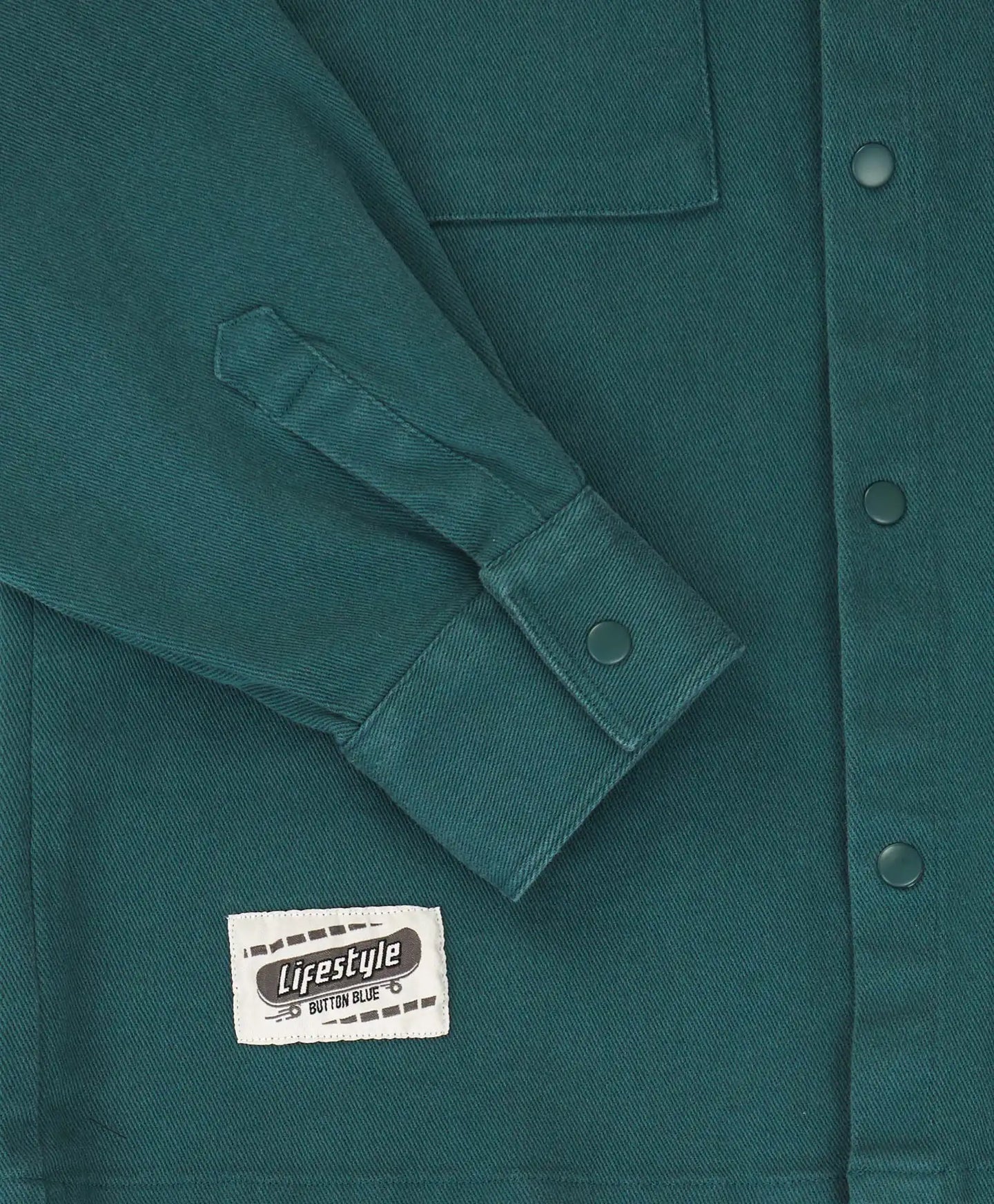 Риза с копчета топла с дълъг ръкав и джобове зелена детска Button Blue