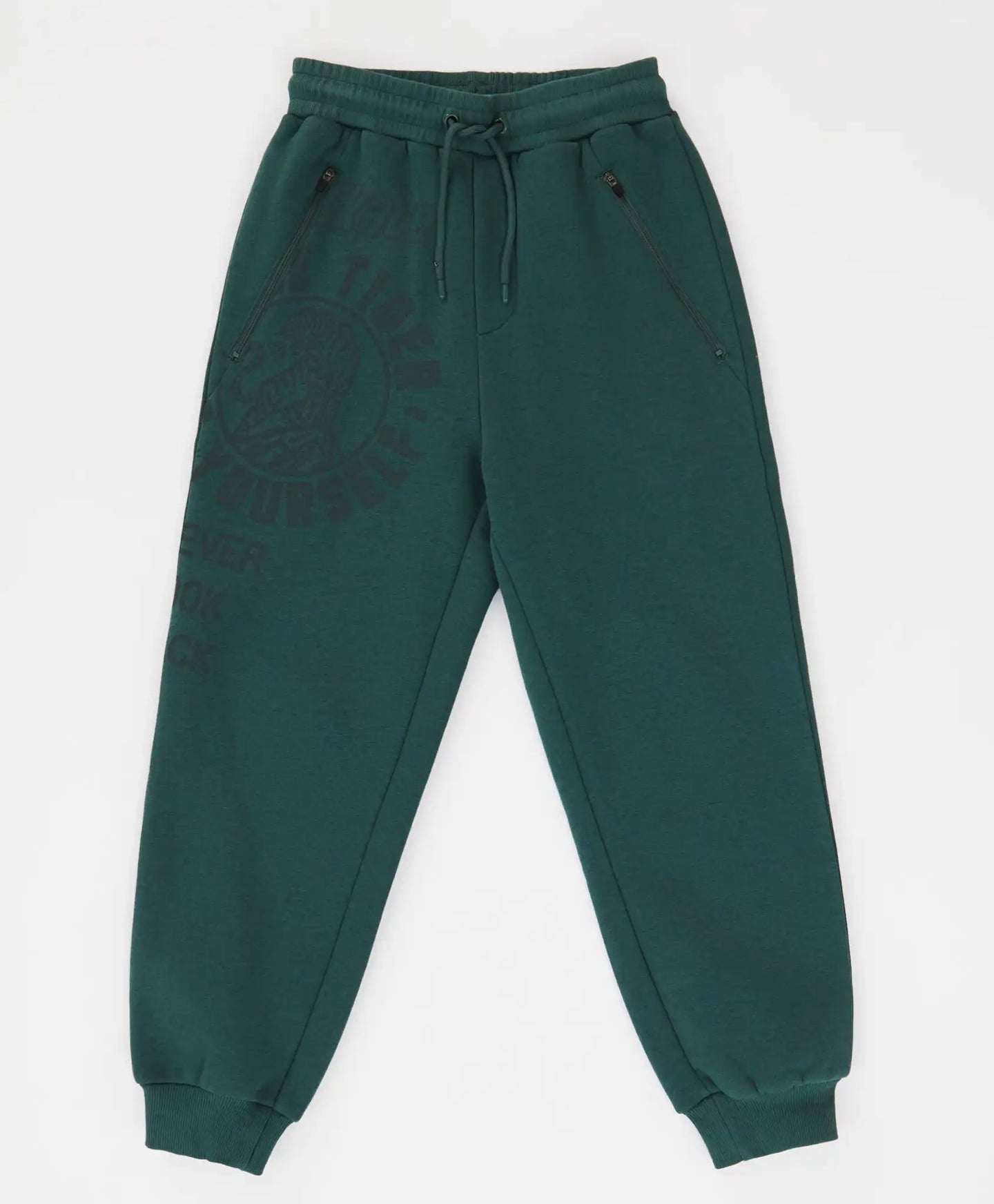 Джогъри подплатени с джобове с цип и принт зелени за момче Button Blue