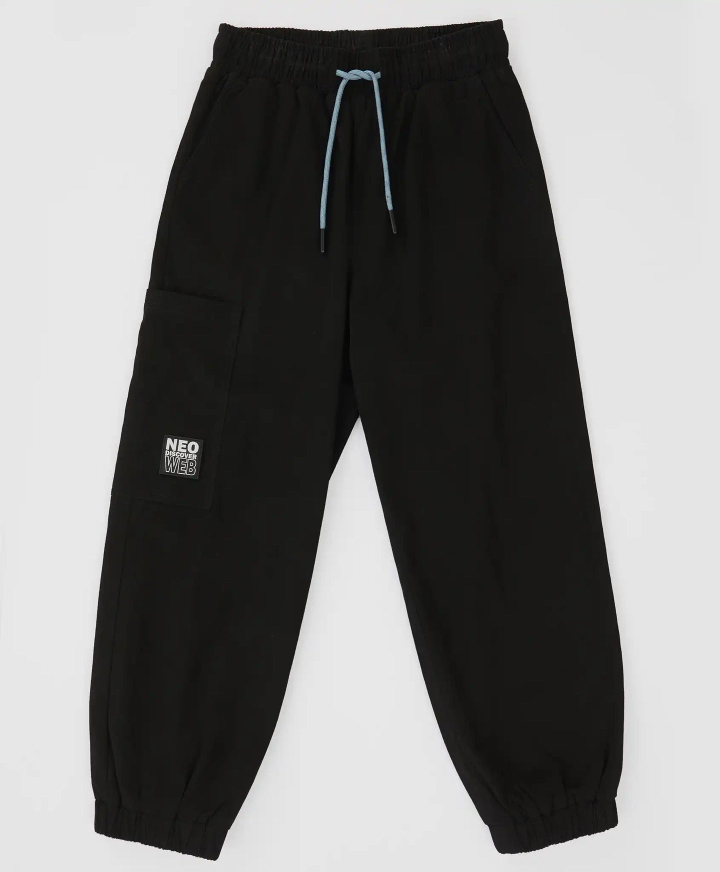 Джогъри карго с три джоба и ластичен колан черни за момче Button Blue