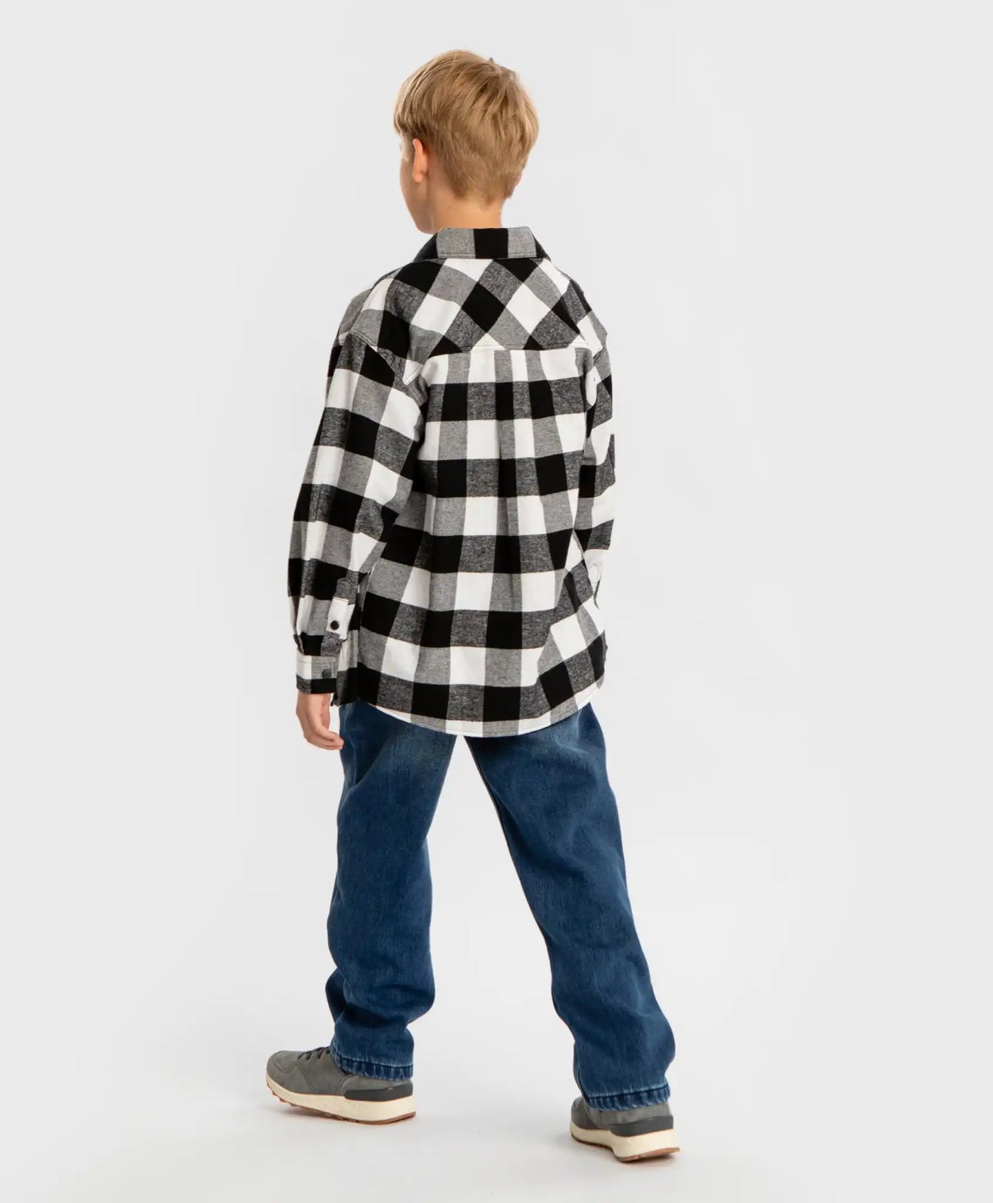 Дънки подплатени прави Regular fit с ефект на изтъркване сини детски Button Blue