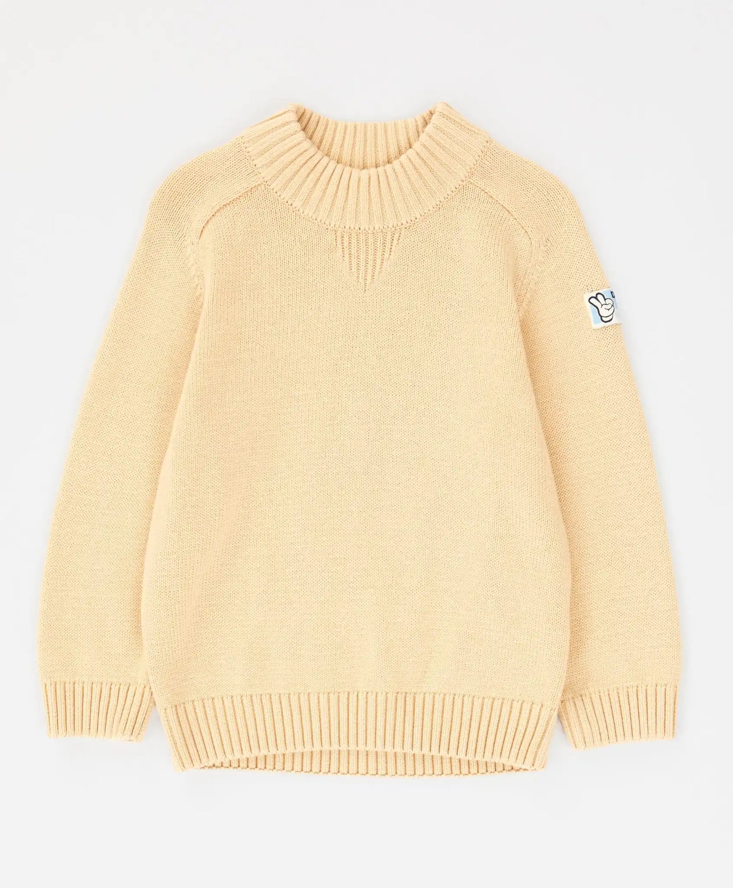 Пуловер с яка на стойка в бежов цвят за момче Button Blue