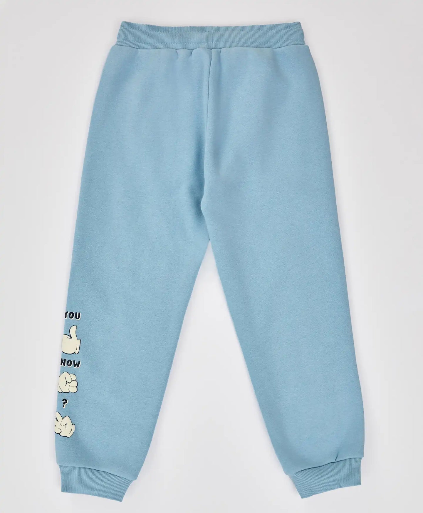 Джогъри подплатени с ластичен колан и релефен принт светлосини за момче Button Blue