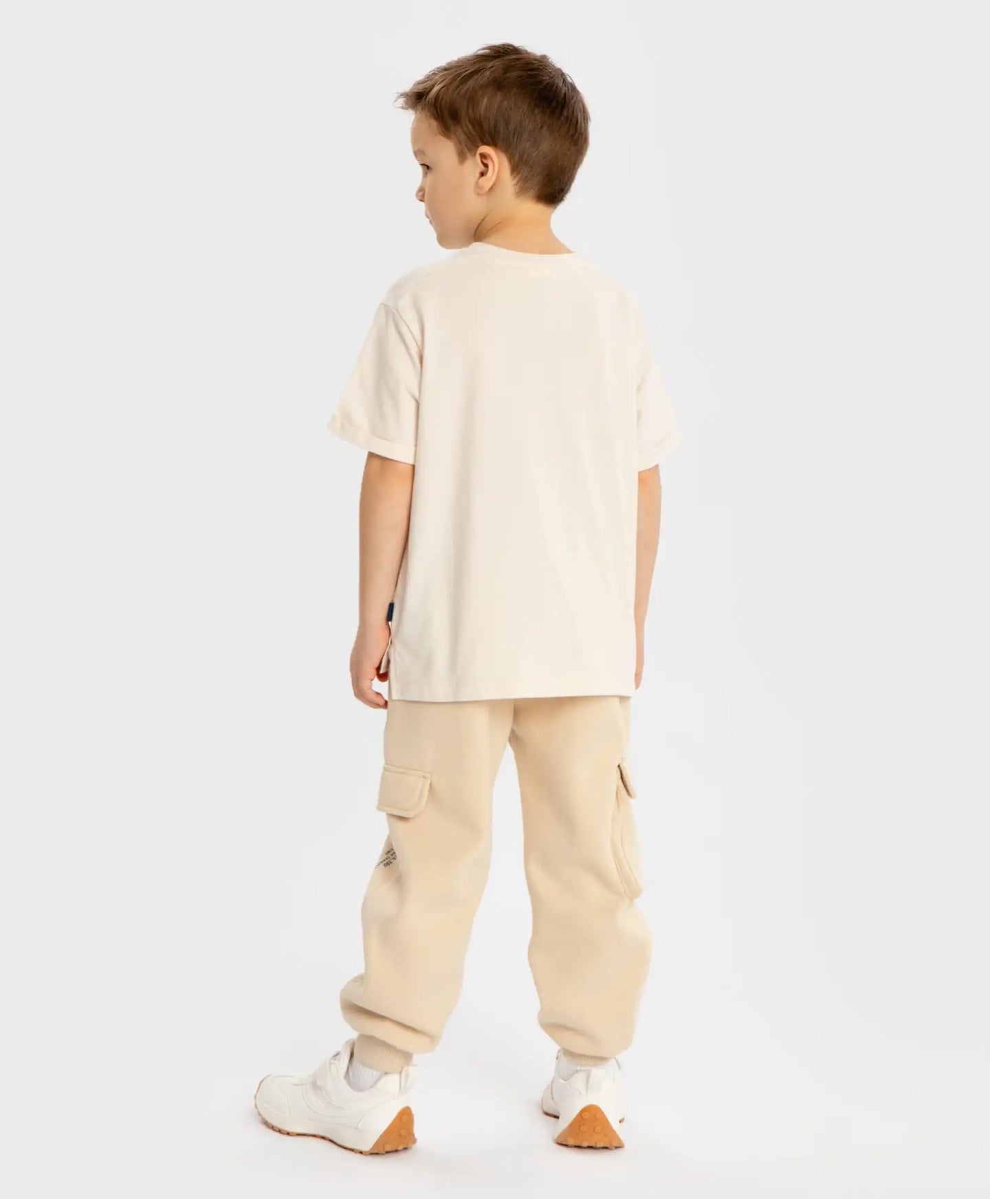 Джогъри карго подплатени с принт и четири джоба бежови за момче Button Blue