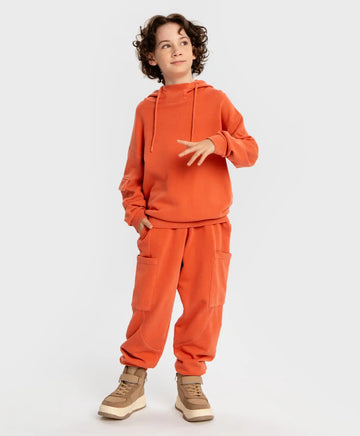 Панталони с четири джоба и ластичен колан оранжеви детски Button Blue