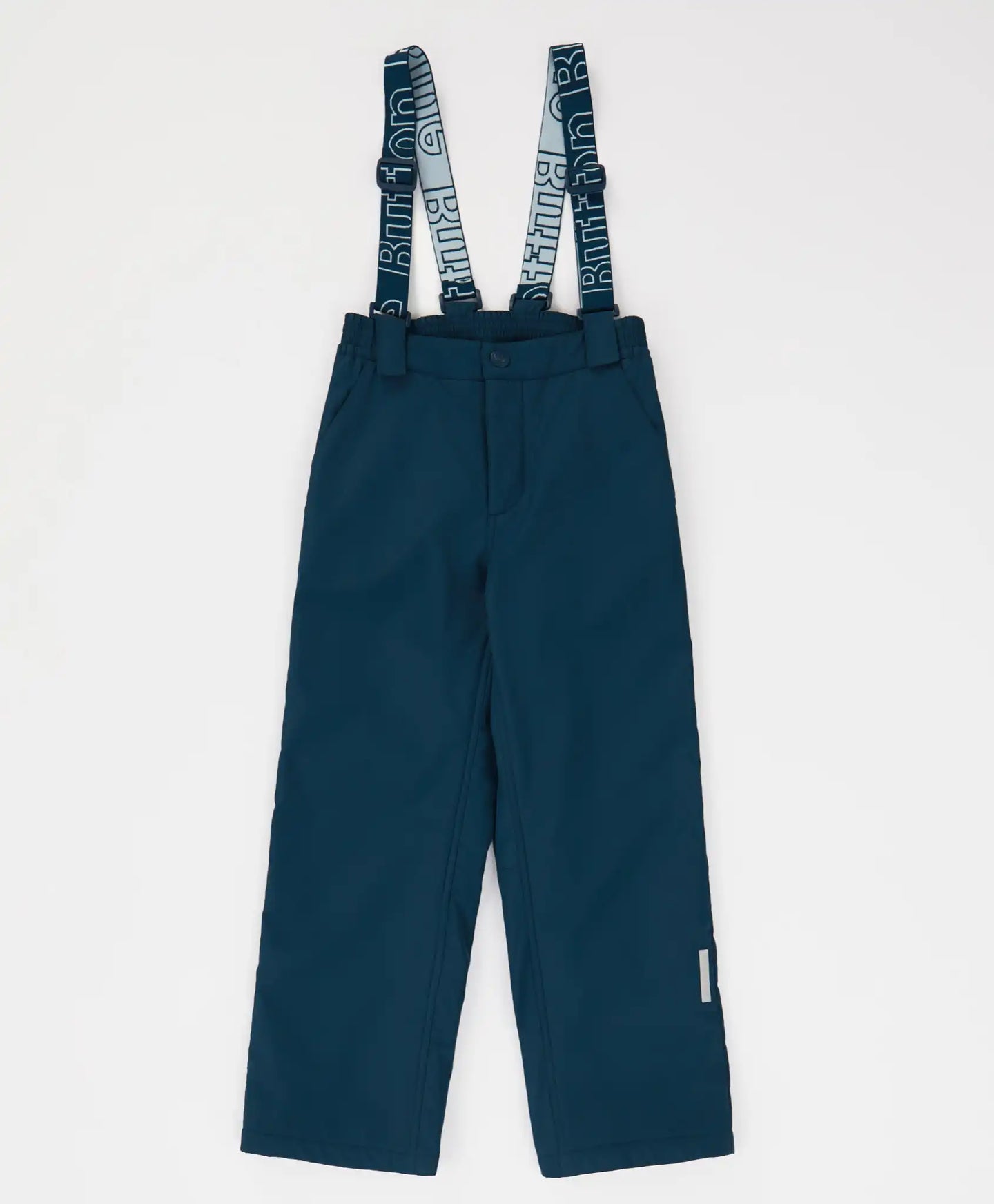 Панталони подплатени междинен сезон със свалящи се тиранти водоустойчиви сини за момче Button Blue