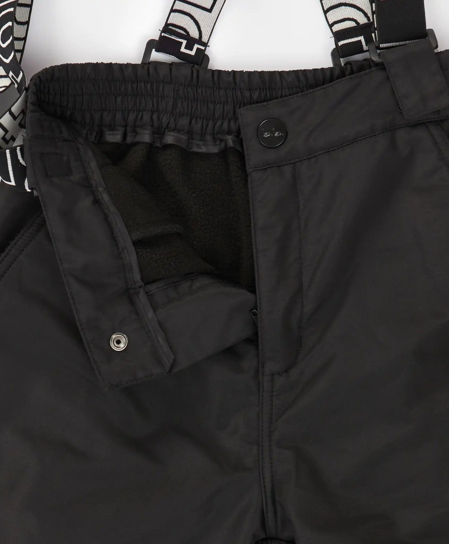 Панталони подплатени междинен сезон със свалящи се тиранти черни детски Button Blue