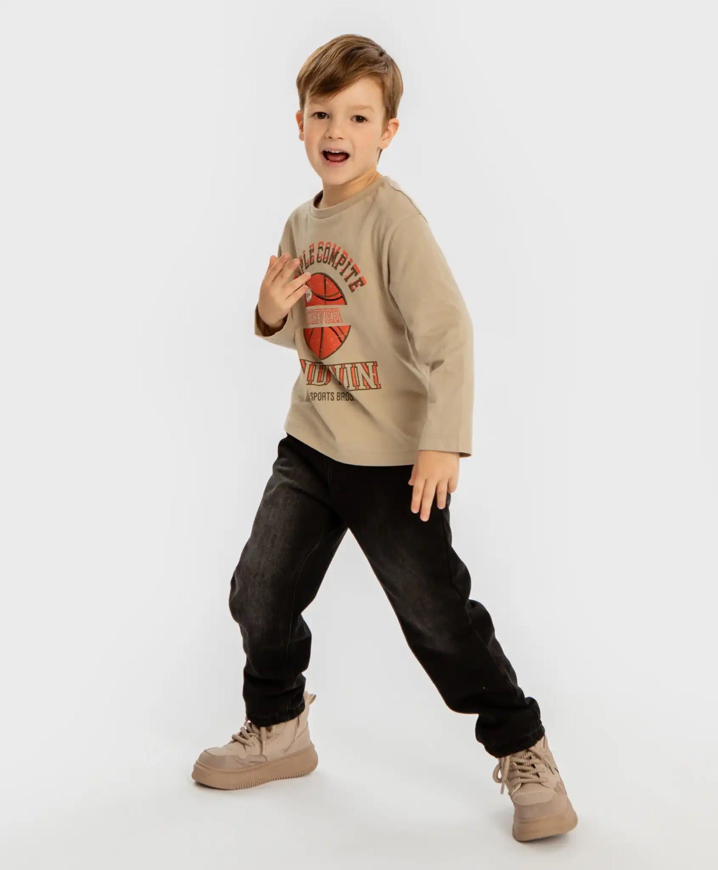 Дънки подплатени прави Regular fit черни детски Button Blue