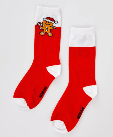 Чорапи високи коледни червени за момче Button Blue