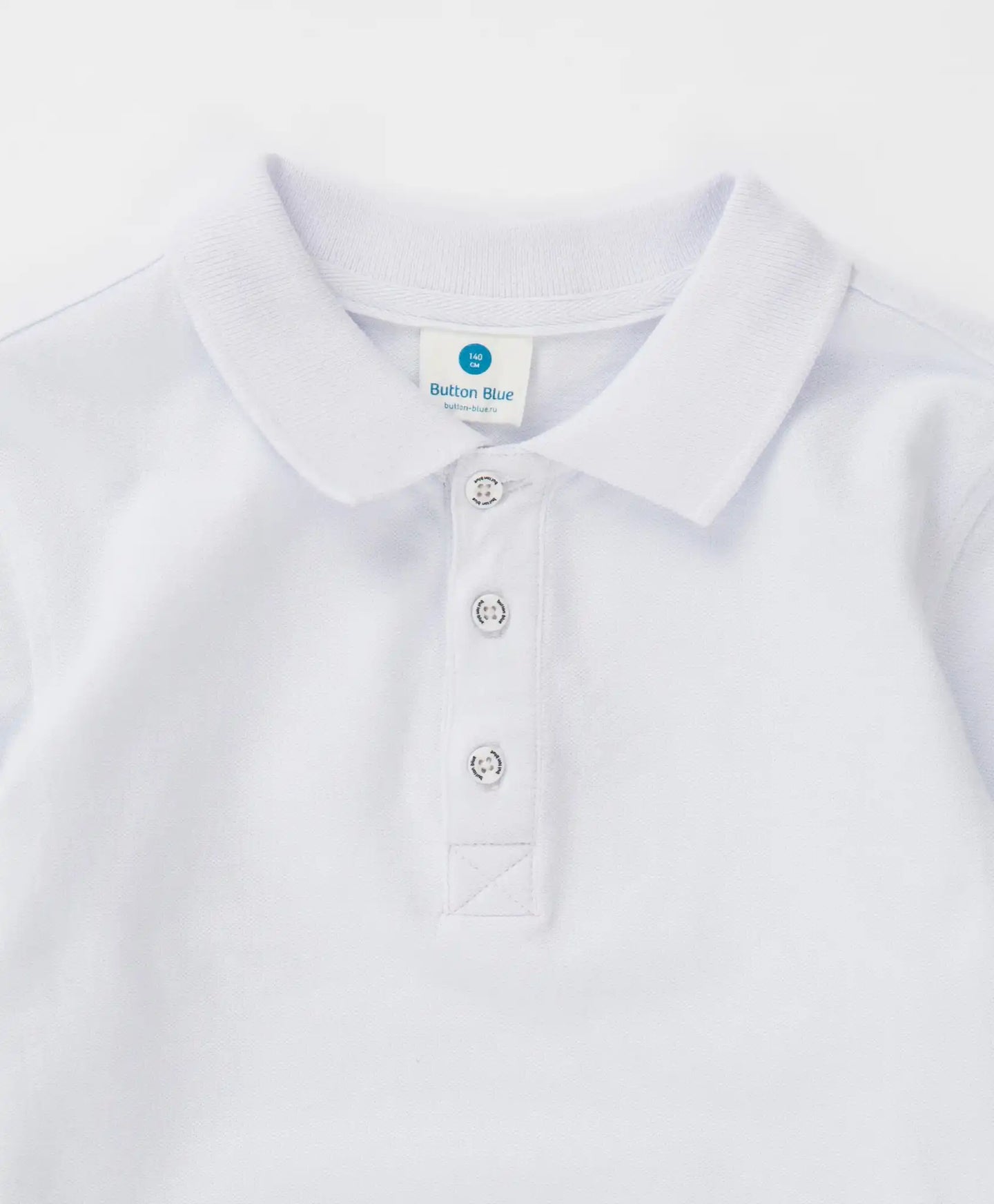 Поло тениска от пике бяла Button Blue