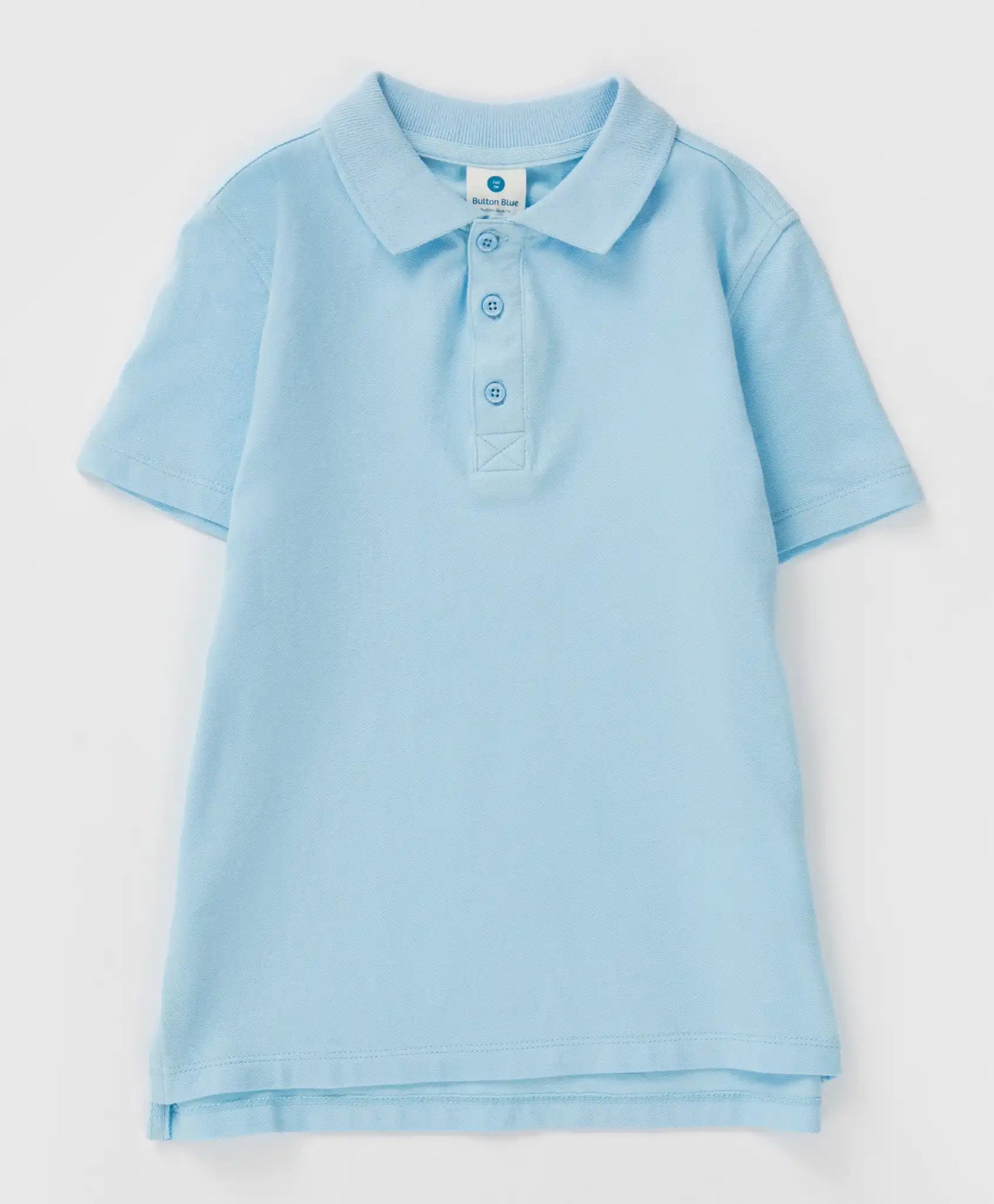 Поло тениска от пике с яка синя Button Blue